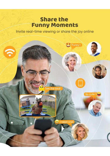 Güneş Enerjili Kameralı Kuş Yemliği: 2k Canlı Yayın Kamerası - Sarı modelleri