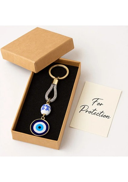 Kristal Taşlı Nazar Boncuklu Anahtarlık – Seramik Boncuklu fiyatları