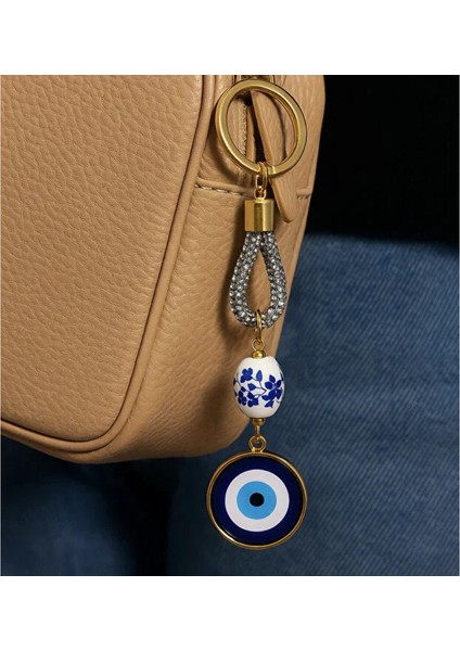 Kristal Taşlı Nazar Boncuklu Anahtarlık – Seramik Boncuklu modelleri