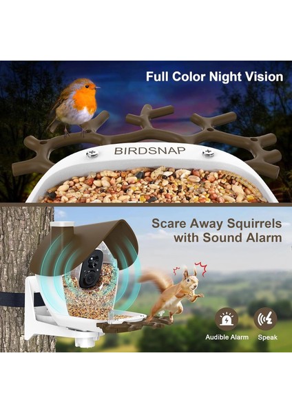P33 - Güneş Enerjili 2k Video Canlı Kuş Kamerası Yemliği - Kahverengi indirimleri
