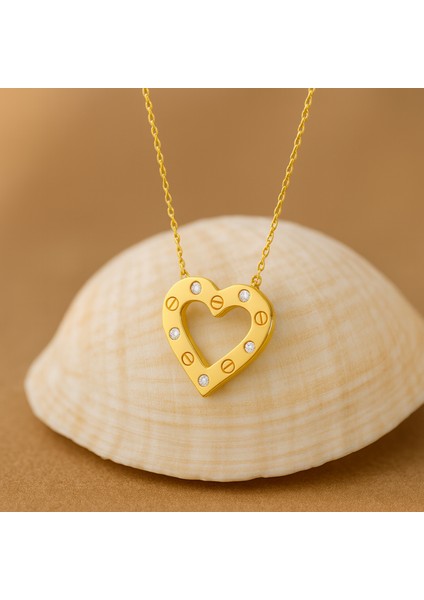 14 Ayar Altın Minimal Kalp Kolye, Zarif Sallantılı Aşk Kolyesi fiyatları
