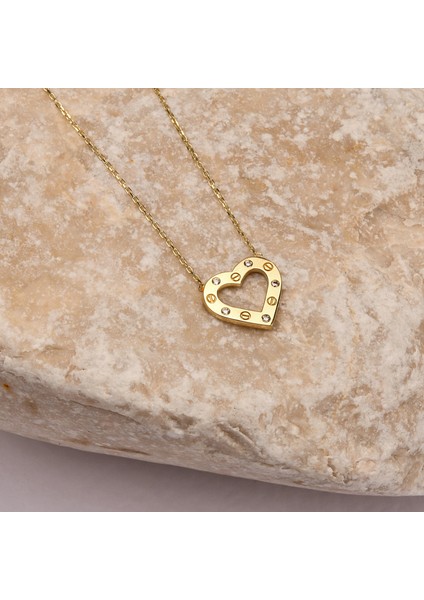 14 Ayar Altın Minimal Kalp Kolye, Zarif Sallantılı Aşk Kolyesi fırsatları