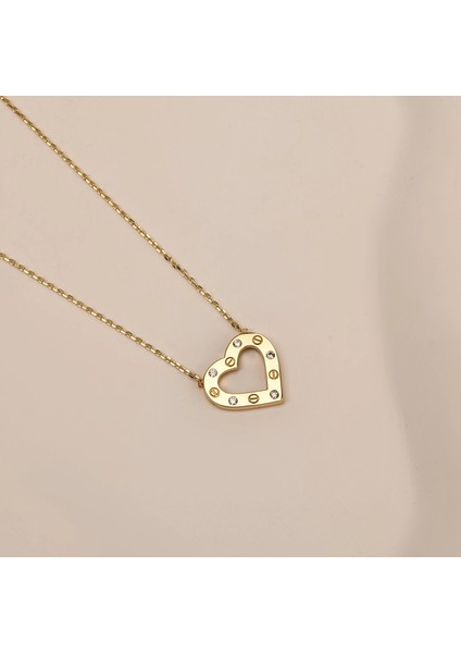 14 Ayar Altın Minimal Kalp Kolye, Zarif Sallantılı Aşk Kolyesi indirimleri