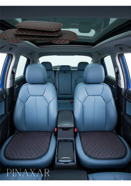 Range Rover Sport L320 2010-2013 - Makyajlı Takım Koltuk Minderi Siyah Deri Kırmızı Dikişli