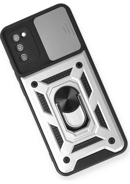 Samsung Galaxy A03S Kılıf Pars Lens Yüzüklü Silikon - Gümüş modelleri