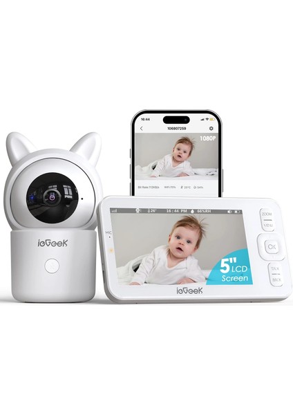 Bebek Monitörü Kamera ve Ses, 5 Inc Hd Gece Görüşü - 1 Kamera