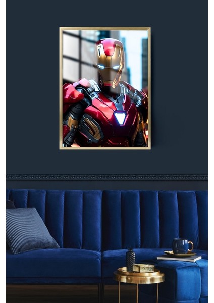Ironman Süper Kahraman Çerçeveli Metal Poster Tablo
