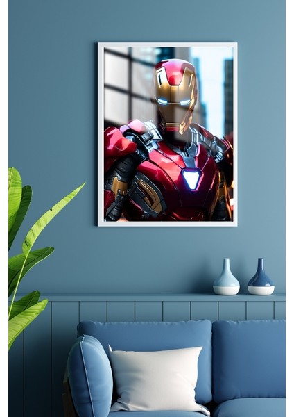 Ironman Süper Kahraman Çerçeveli Metal Poster Tablo fiyatları