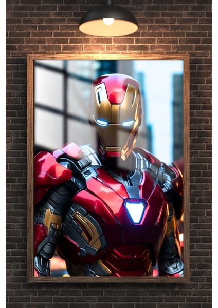 Ironman Süper Kahraman Çerçeveli Metal Poster Tablo fırsatları