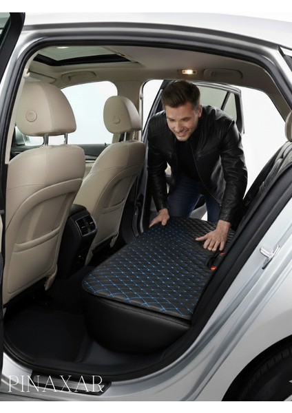 Volvo S60 2011 ve Sonrası Ön ve Arka Takım Koltuk Minderi Kılıf Siyah Suni Deri Mavi Dikişli modelleri