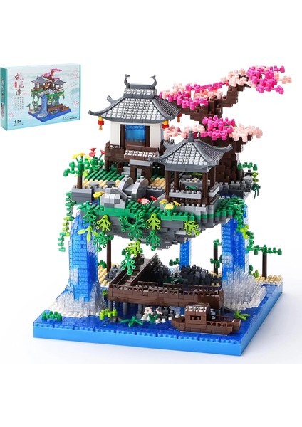 Çin Mimarisi, Kiraz Çiçeği Bonsai Ağacı Ev Yapı Blok Setleri - 3320 Parça