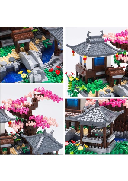 Çin Mimarisi, Kiraz Çiçeği Bonsai Ağacı Ev Yapı Blok Setleri - 3320 Parça indirimleri