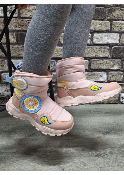Içi Kürklü Kaydırmaz Kauçuk Taban Su Geçirmez Çocuk Kar Botu