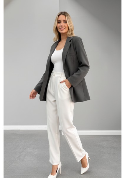 Kadın Oversize Astarlı Blazer Ceket |gri |kapalı Cepli – Şık ve Modern Tasarım fiyatları