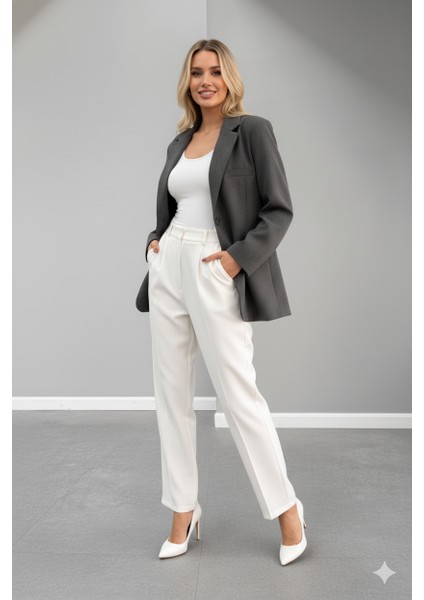 Kadın Oversize Astarlı Blazer Ceket |gri |kapalı Cepli – Şık ve Modern Tasarım modelleri