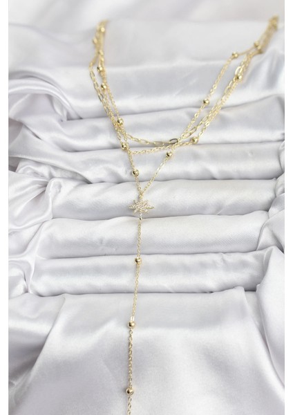 Bfs Pirinç Gold Renk Kutup Yıldızı Detaylı 3'lü Kombin Kadın Kolye fiyatları