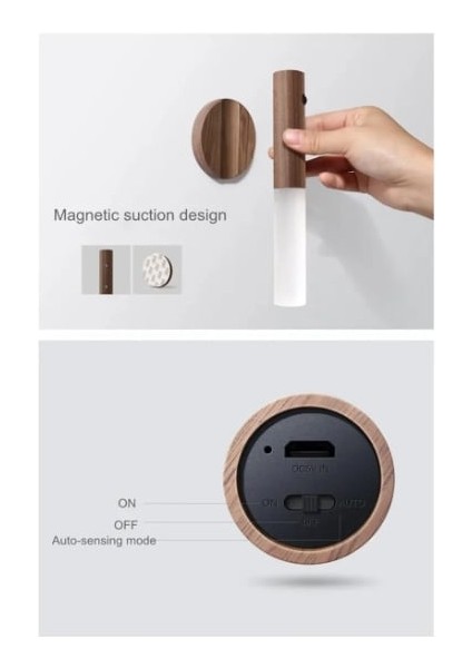 Şarjlı LED Aplik Hareket Sensörlü Ahşap Desenli Duvar Aplik fırsatları