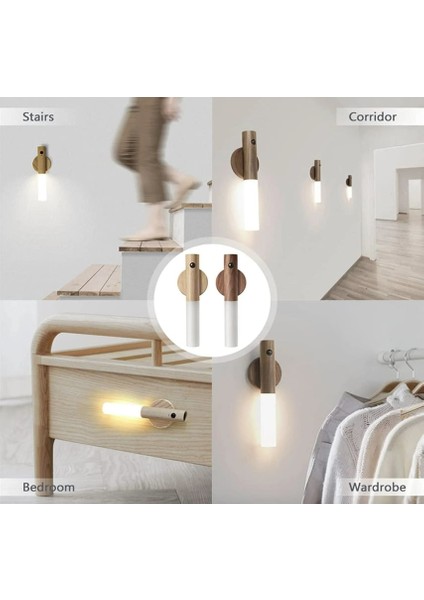 Şarjlı LED Aplik Hareket Sensörlü Ahşap Desenli Duvar Aplik indirimleri