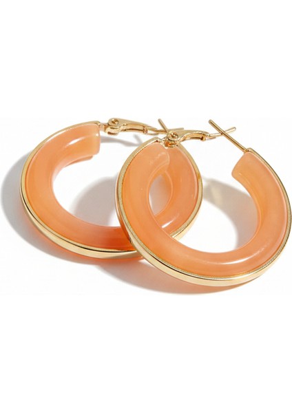 Turuncu Çelik Halka Küpe