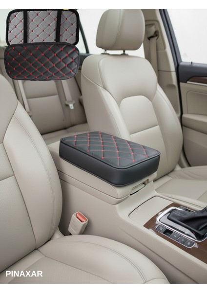 Volkswagen Passat B8 2015 ve Sonrası Deri Oto Kolçak Kılıfı Örtüsü Prime Süngerli Kırmızı Nakışlı fiyatları