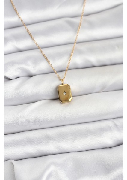 Bfs 316L Çelik Zincir Gold Renk Minimal Kutup Yıldızı Model Kadın Kolye