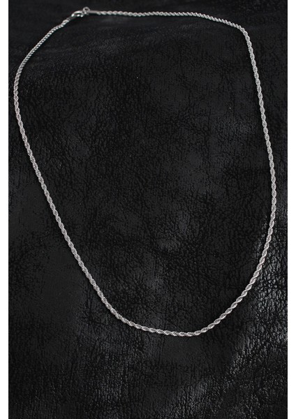 Bfs 316L Çelik Halat Zincir Model Gümüş Renk Erkek Kolye