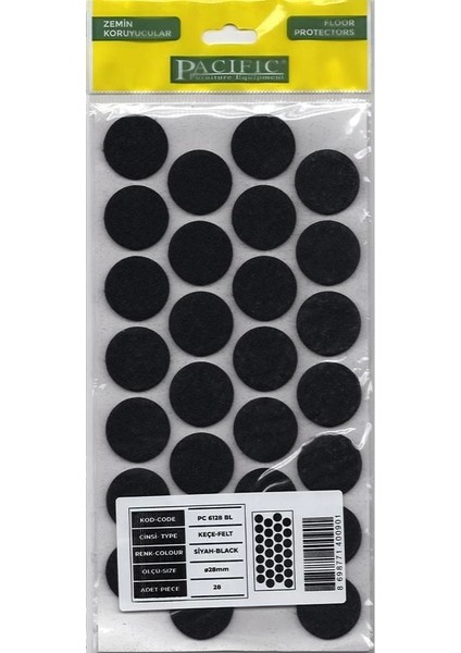 Pacific 6128 Bl Yapışkanlı Keçe 28 mm Siyah fiyatları