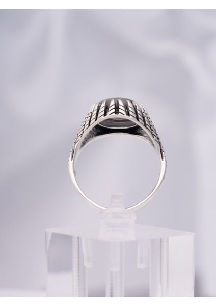 Doğal Tonlu Jasper Taşlı 925 Ayar Gümüş Erkek Yüzük – Sade ve Karizmatik Tasarım indirimleri