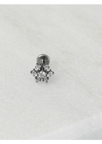 Minimal Kar Tanesi Şeklinde Taşlı Silver Piercing fiyatları