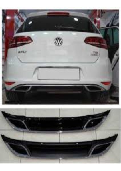 Roal Tunıng Volkswagen Golf 7 Arka Tampon Egzoz Difüzör 2013+PARLAK