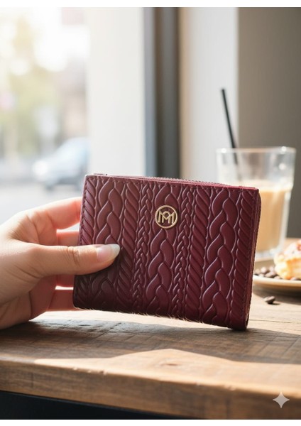 Kabartmalı Örgü Detaylı Orta Boy Fermuarlı Suni Deri Cüzdan Siyah fırsatları