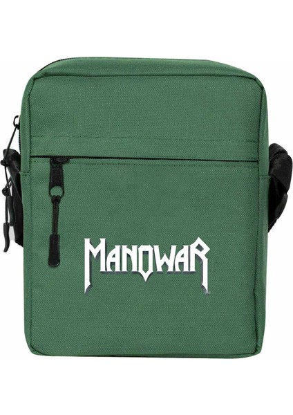 Manowar Logo Classic 2 Omuz Çantası Fermuarlı Yeşil Renk