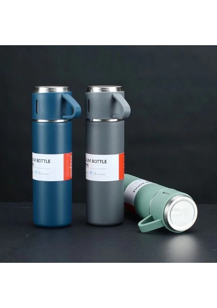 - Paslanmaz Çelik Bardaklı Termos Seti 500 ml