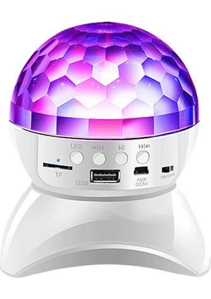 LED Disko Işık Bluetooth Hoparlör – Renkli Dönen Gece Lambası Projektör | USB – Tf Kart – Aux Destekli