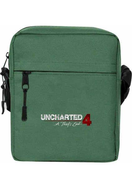 Uncharted 4 Logo Omuz Çantası Fermuarlı Yeşil Renk