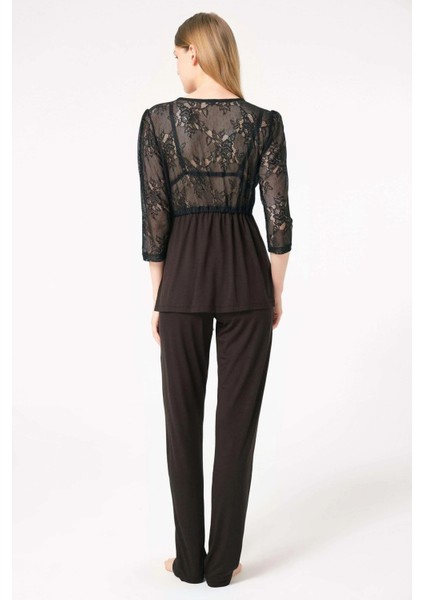 Mdb Mdbshop Dantelli Sabahlık Balensiz Desteksiz Dolgusuz Yaka Detaylı Sütyen ve Pantolon Pijama 3lü Takım modelleri