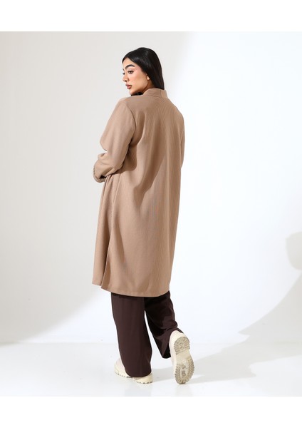 Püskül Detay Bol Kalıp Uzun Hırka