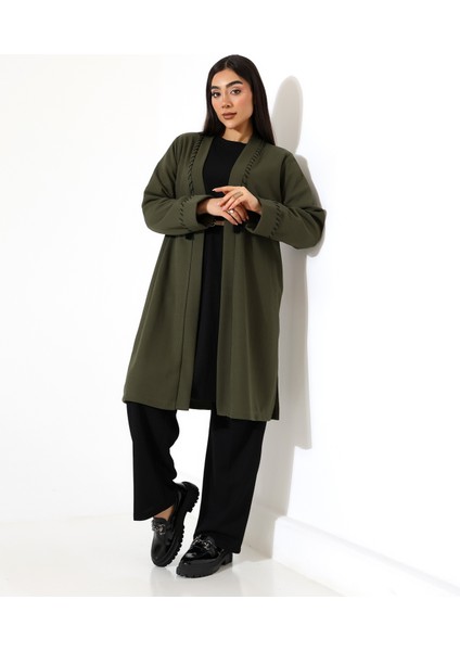 Püskül Detay Bol Kalıp Uzun Hırka