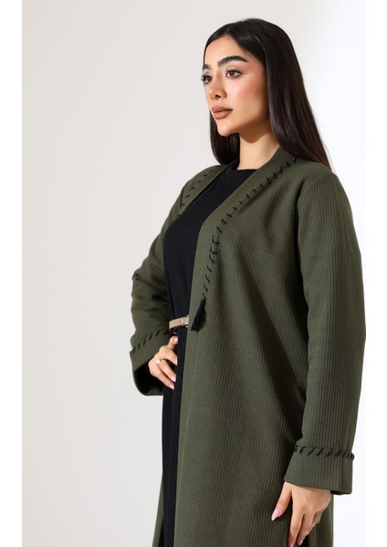 Püskül Detay Bol Kalıp Uzun Hırka