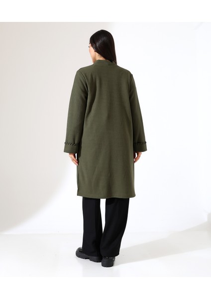 Püskül Detay Bol Kalıp Uzun Hırka