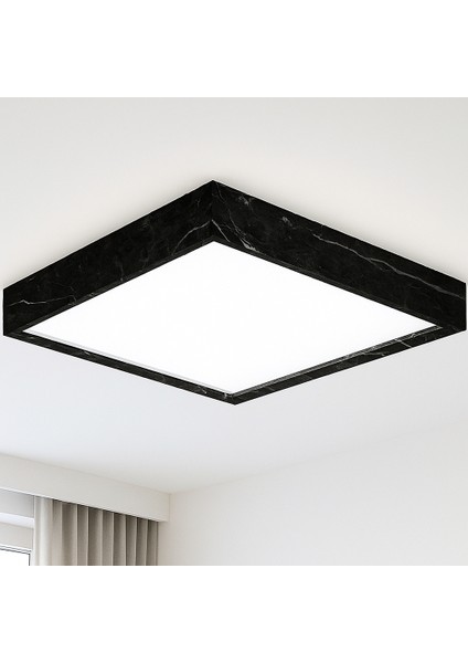 Siyah Mermer Desenli Enerji Tasarruflu LED Panel Avize 60*60 cm 6500K Beyazı Şık fiyatları