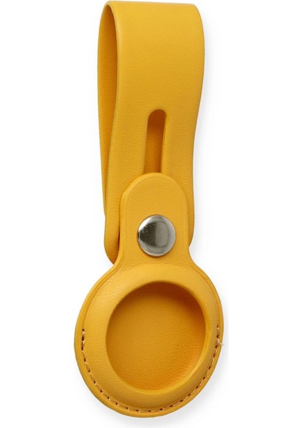 Airtag Askılı Deri Kılıf - Sarı