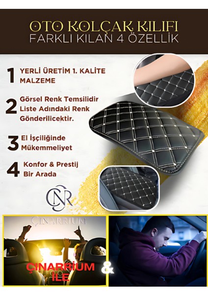 Hyundaı Getz Deri Oto Kolçak Kılıfı Örtüsü Prime Süngerli Beyaz Nakışlı