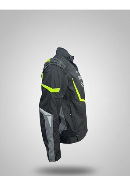 Hawk Neon Sarı 3 Katmanlı 4 Mevsim Unisex Motosiklet Montu + ELDİVEN VE BUFF HEDİYELİ