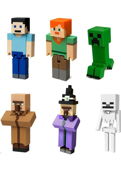 Minecraft Keşif Seti Skeleton Cadı Creeper Steve Köylü Alex