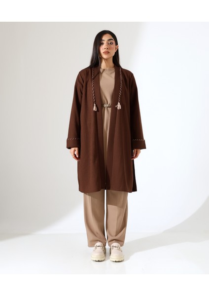 Püskül Detay Bol Kalıp Uzun Hırka