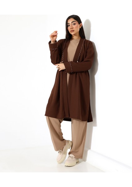 Püskül Detay Bol Kalıp Uzun Hırka