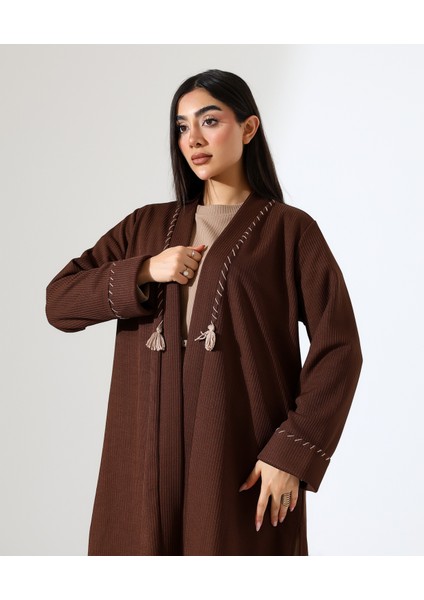 Püskül Detay Bol Kalıp Uzun Hırka