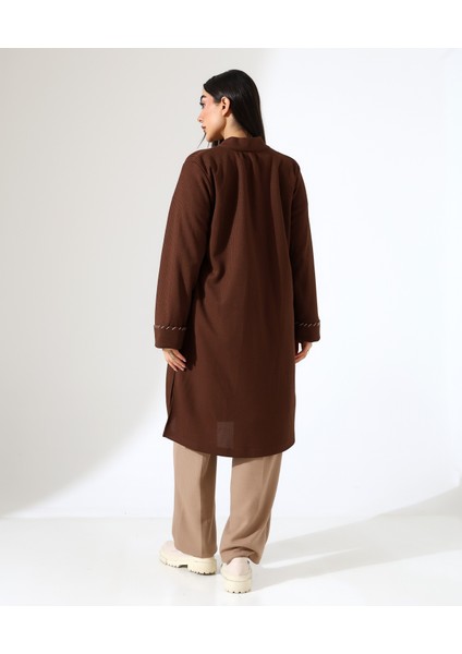 Püskül Detay Bol Kalıp Uzun Hırka