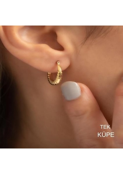 14 Ayar Altın Orta Boy Midye Halkalı Tekli Küpe